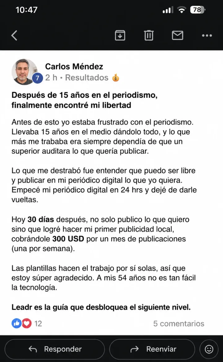 Testimonio de Carlos Méndez, periodista con 15 años de trayectoria, sobre su periódico digital